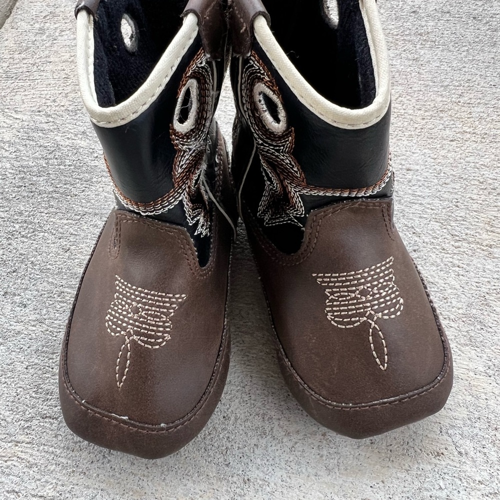 Double Barrel Infant Brown and Black Western Cowboy Trace Baby Buckers Boots - Picture 11 of 14